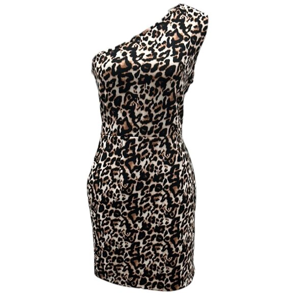 ASOS Dresses & Skirts - ASOS Leopard Print One-Shoulder Mini Dress | Size 8 Bodycon NWT